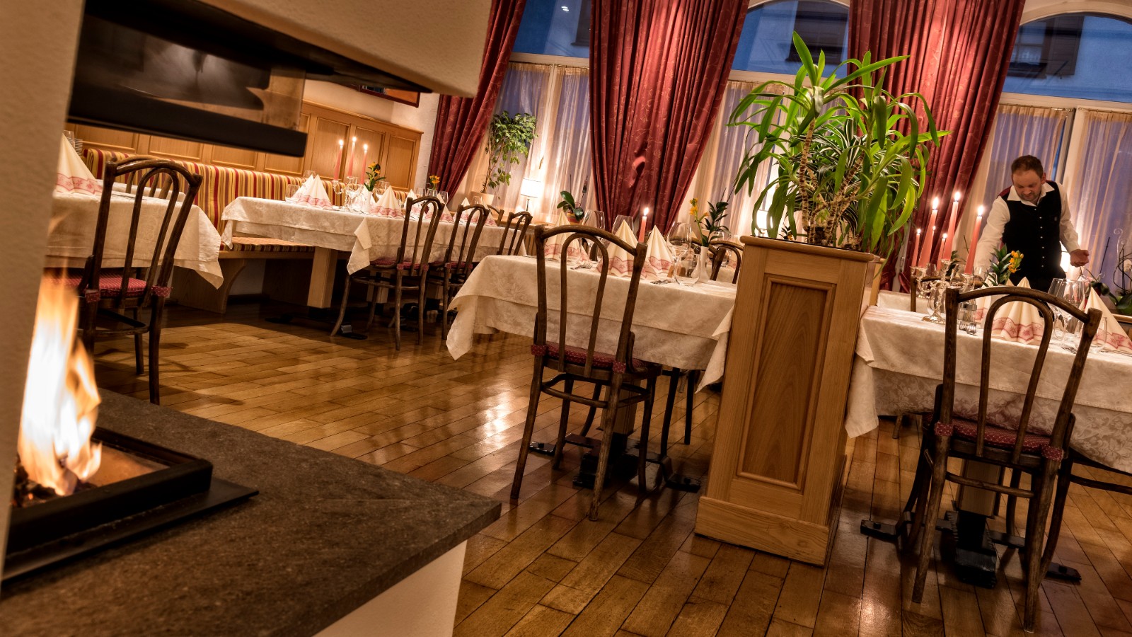 Sala da pranzo con i travoli